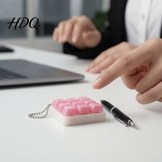 Stress Relief Toy 9-In-1 Keyboard Fidget with Ball Chain Push Gadget Button Finger Clicker Toy 9-Keys Keychain Anxiety Desk