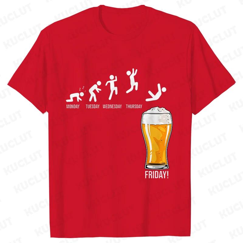 Funny T-Shirts for Men Drinking Lover Y2k Tops Oversized Clothing Short Sleeve Friends Friday Beer Day Weekend Party Streetwear