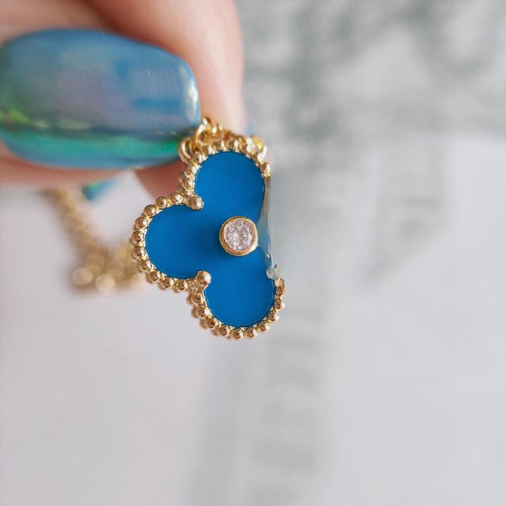 V Gold Four-leaf Clover Plated 18K Gold Necklace with Jewelry Women's High Version White Fritillary Rose Gold Pendant Light Luxury Niche