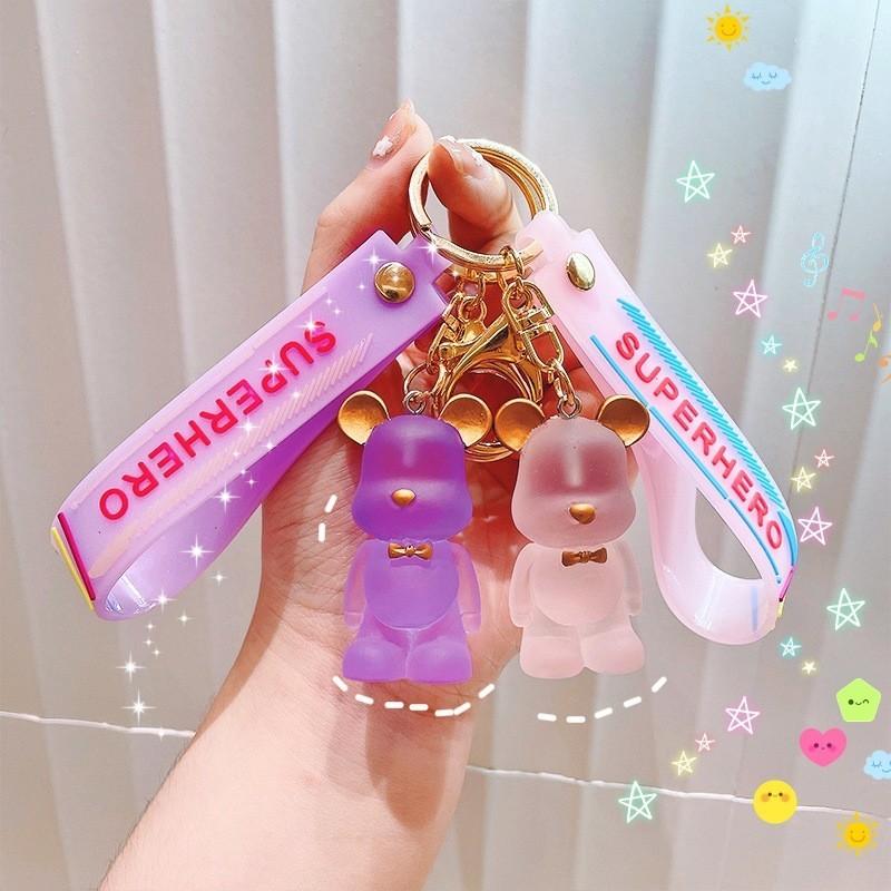 Stylish Resin Bear Keychain Transparent Design For Creative Gift Giving