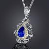 Temperament Drop Shaped Imitation Sapphire Cubic Zircon Pendant Women Necklaces Stylish Stylish Hollow Out Classical Jewelry Present GiftsFashion Drop