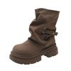 Thick-soled heightening Maillard British style Martin boots women's autumn new stacking boots tube boots short boots