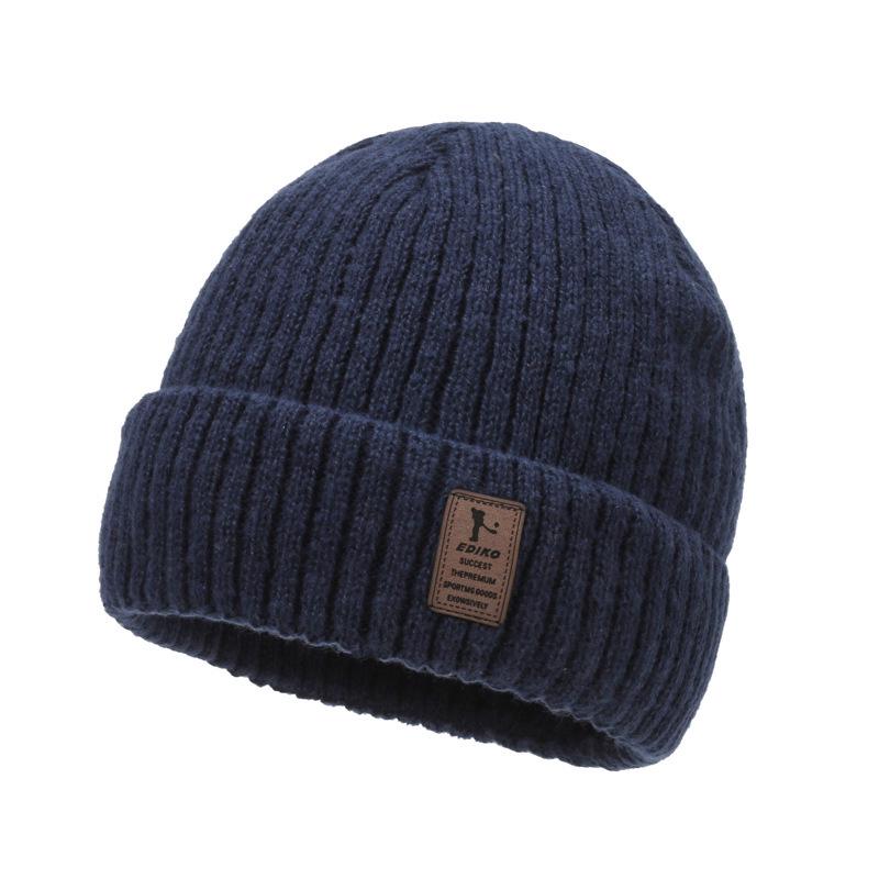 

Унисекс Зимняя Ветрозащитная Вязаная Шерстяная Шапка с Флисовой Подкладкой для Велоспорта и Спорта One Size темно-синий