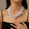 Pearl stacked necklace European and American jewelry multi-layer retro irregular water drop pendant beaded neck jewelry women