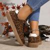 Brązowe Leopardowe Sznurowane Damskie Buty Wulkanizowane Wiosna Jesień Okrągły Nosek Modne Codzienne Trampki Wygodne Płaskie Zapatillas De Mujer