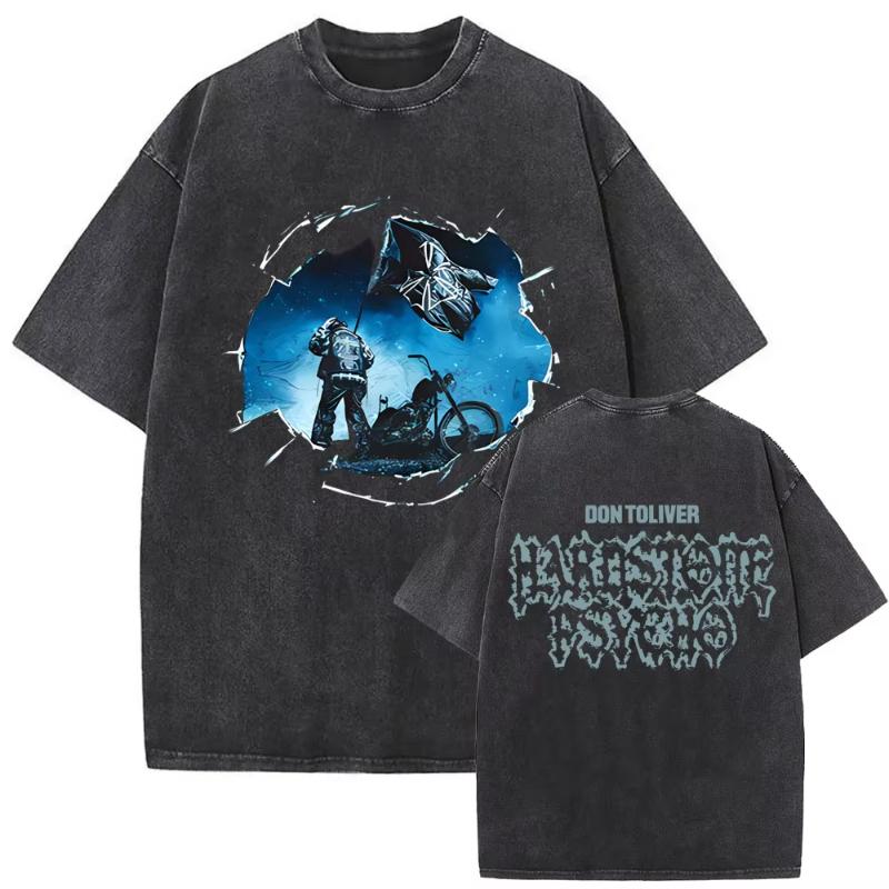 Washed Vintage Rapper Don Toliver Hardstone Psycho Album Print T Shirts Unisex Women Fashion Hip Hop Oversized Tshirts Streetwear