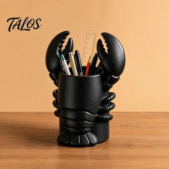 Talos Lobster Pen Holder, 3D Printed Desktop Organizer, Crayfish Pencil Stand for Office Desk Student Supplies, Halloween Party Decoration Gift