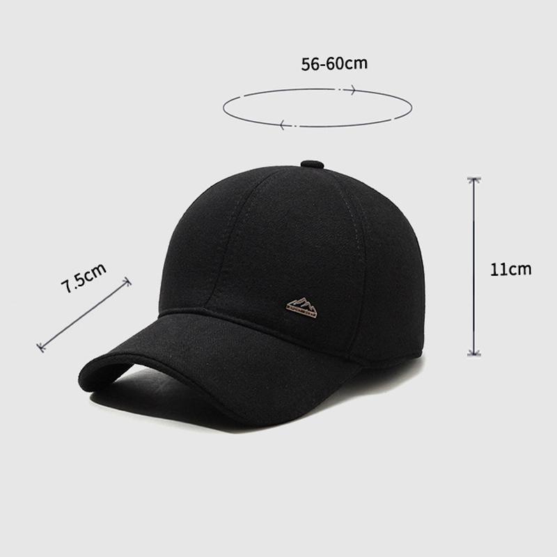 Autumn Winter Warm Cotton Cap Men's Windproof Coldproof Ear Protection Woolen Baseball Cap Outdoor Sports Cap