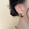 Light luxury atmospheric color matching glass crystal stud earrings French commuting versatile elegant temperament earrings