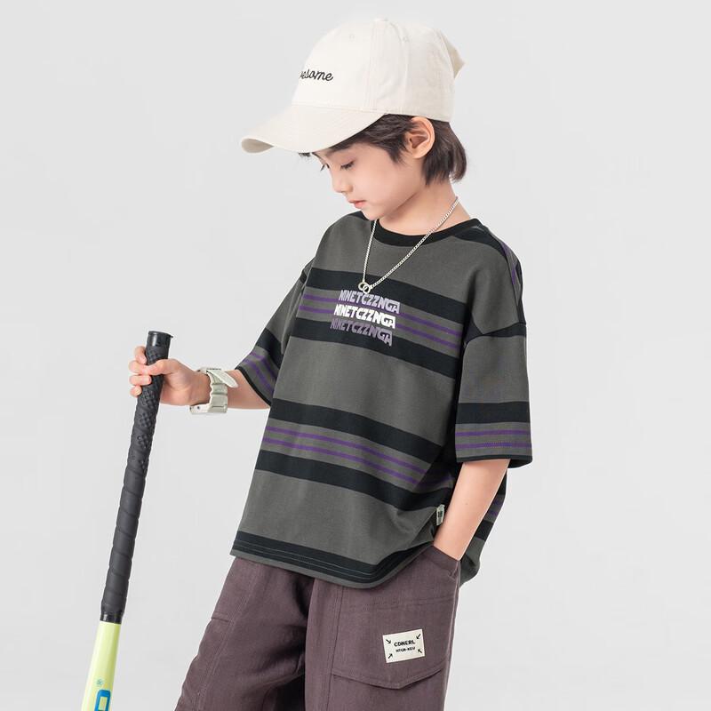 Boys' American Retro Striped Short-Sleeve T-Shirt