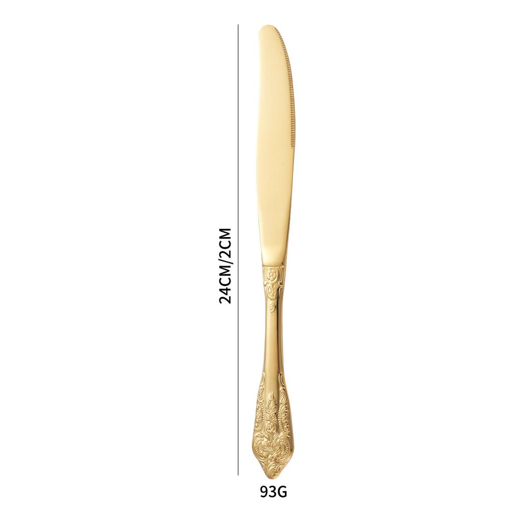 304 Palace tableware knife, fork, spoon set European retro Western tableware steak knife and fork 5-piece gold color/1pc