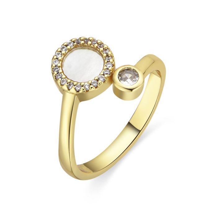 Bague - LUXENTER - Yaran - Nacre blanche - Or 18 carats - Largeur 13,8 mm