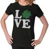 St Patrick's Day Love Lucky Four Leaf Clover Womens Top Junior Graphic Tee