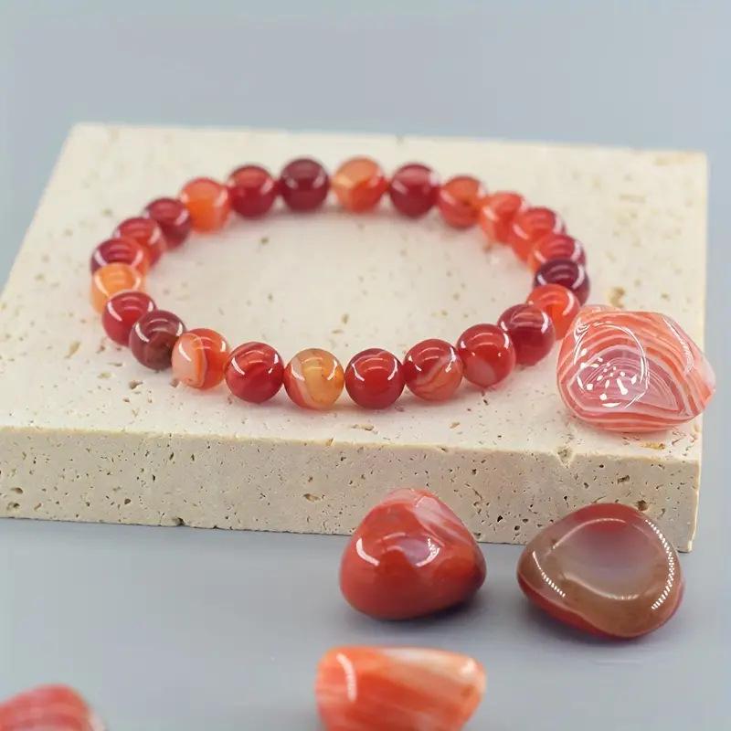 8mm Agate Tiger Eye Crystal Beaded Bracelet for Men & Women - Elastic Rope