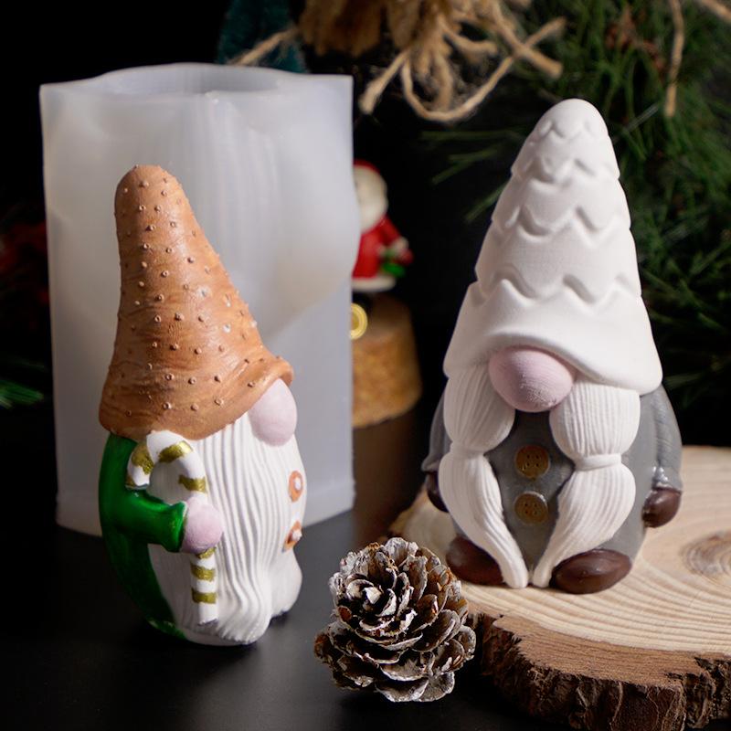 Christmas Gnome Mold Christmas Gnome Figurine Handmade Ornament Santa Claus Candle Silicone Mold
