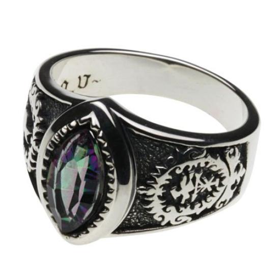 Pierścionek Czarnego Kota z Mistycznym Kwarcem 925 r0384 Rozmiar 7 [Cenote] [Srebrna Biżuteria]