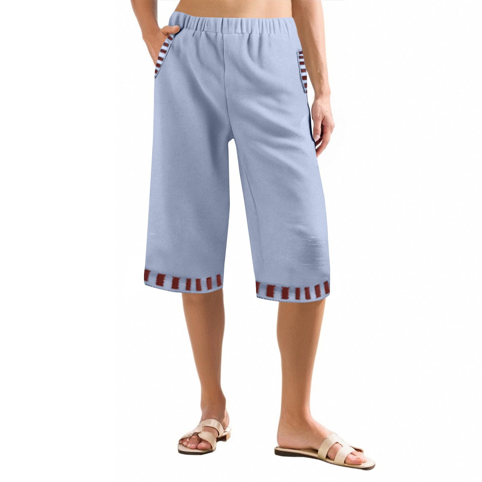 

Женские однотонные повседневные брюки с высокой талией, спортивные брюки, шорты 1/2 S