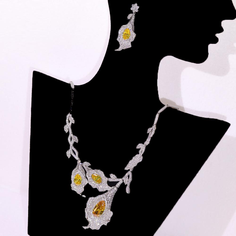 ASNORA Unique Flower Design Necklace Fashion Bridal Wedding Cubic Zirconia For Women Classic Party Jewelry Sets for Women