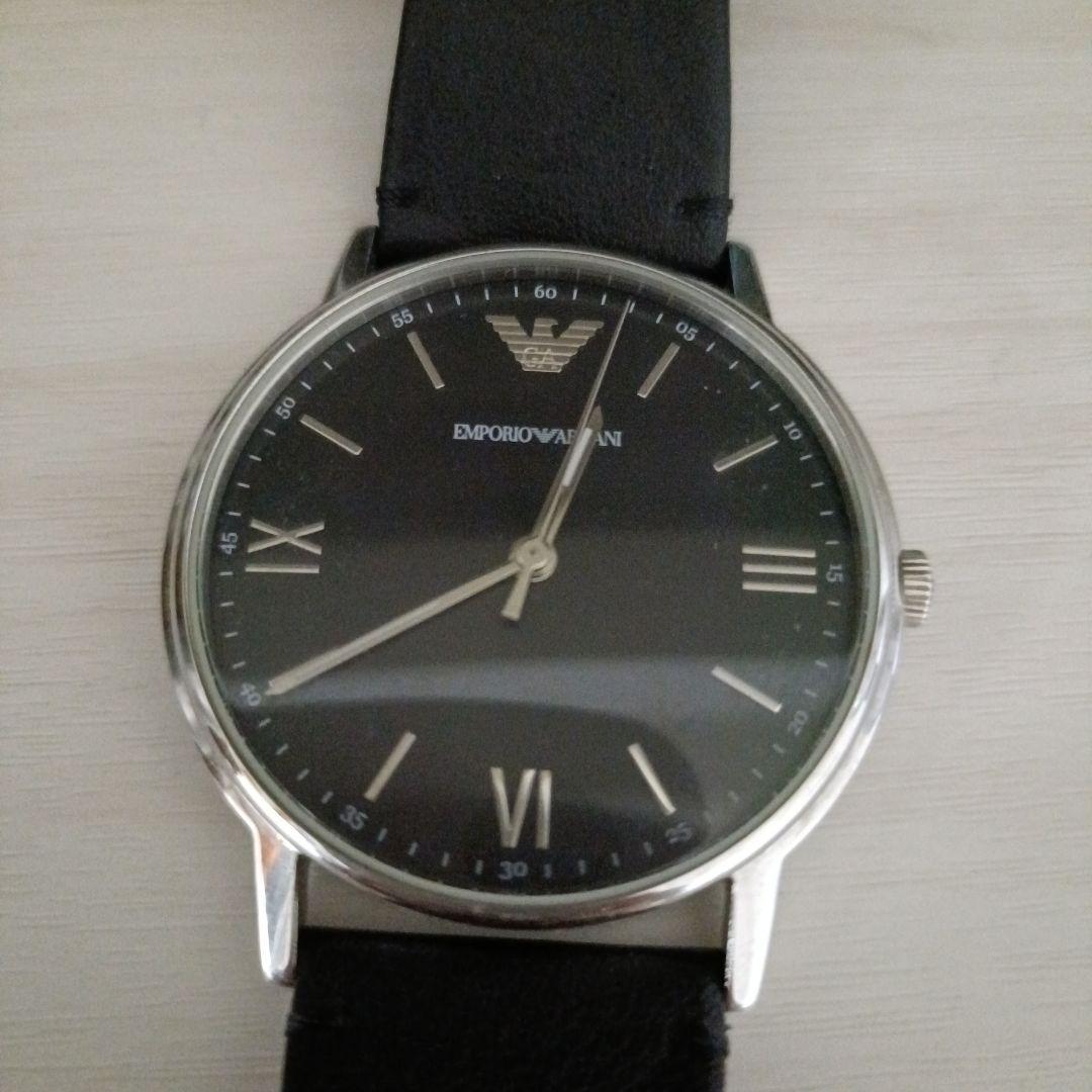 Used EMPORIO ARMANI leather black watch