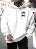 Urban‑figure Men Hoodie Trendy Back‑view Dancer Figure Street‑script‑themed Motif Print Pullover For Soft Relaxed Casual Street Wear