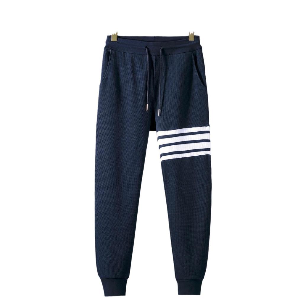 TB JL Four-Bar Waffle Sweatpants: Trendy European & American Loose Casual Trousers for Men & Women, Perfect for Autumn & Winter.