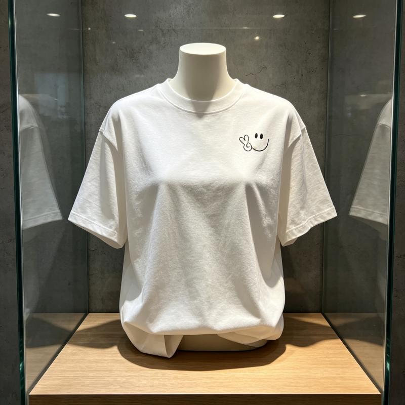 2026 New Short Sleeve Round Neck Tops Stylish Tee With Print Smile And Peace Sign Design Ideal For  Playful Fashion Tee