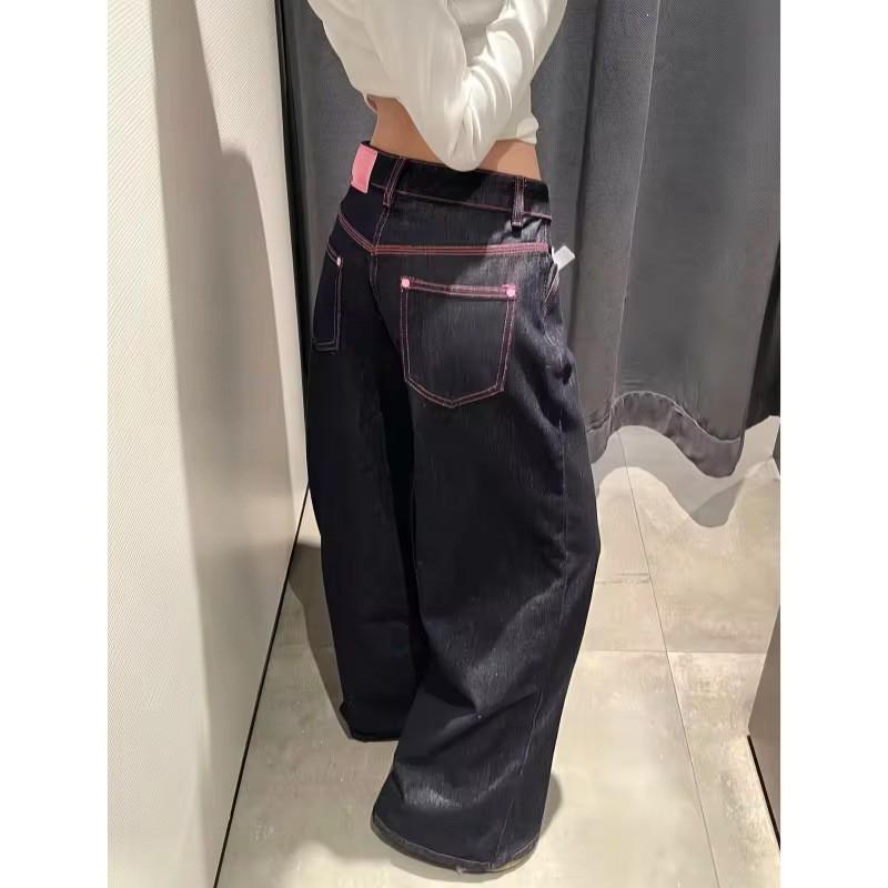 Y2K Low Rise Wide Leg Jeans Straight Loose Oversized Denim Trousers Women