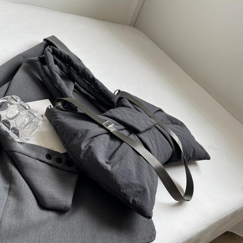 Nylon Puffer Shoulder Bag Women Bowknot Tote Bag Adjustable Strap Female Handbags Purse Causal Crossbody Messenger Bag