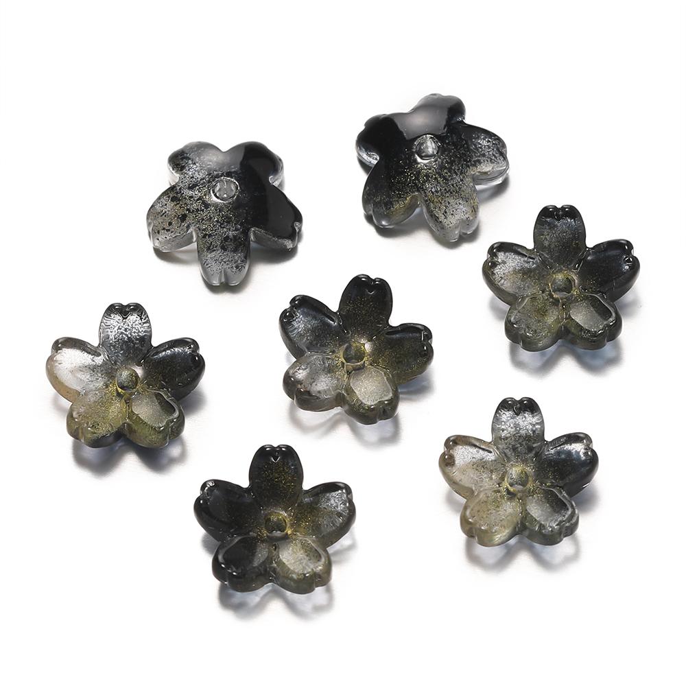 10Pcs/lot Glass Gradient Beads Cherry Blossom Scattered Beads Handcrafted DIY Production Jewelry Craft  Bracelet Accessories