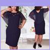 Elegant Women Hollow Out Cape Dress Short Sleeve Clubwear Beach 6xl Large Size Chiffon