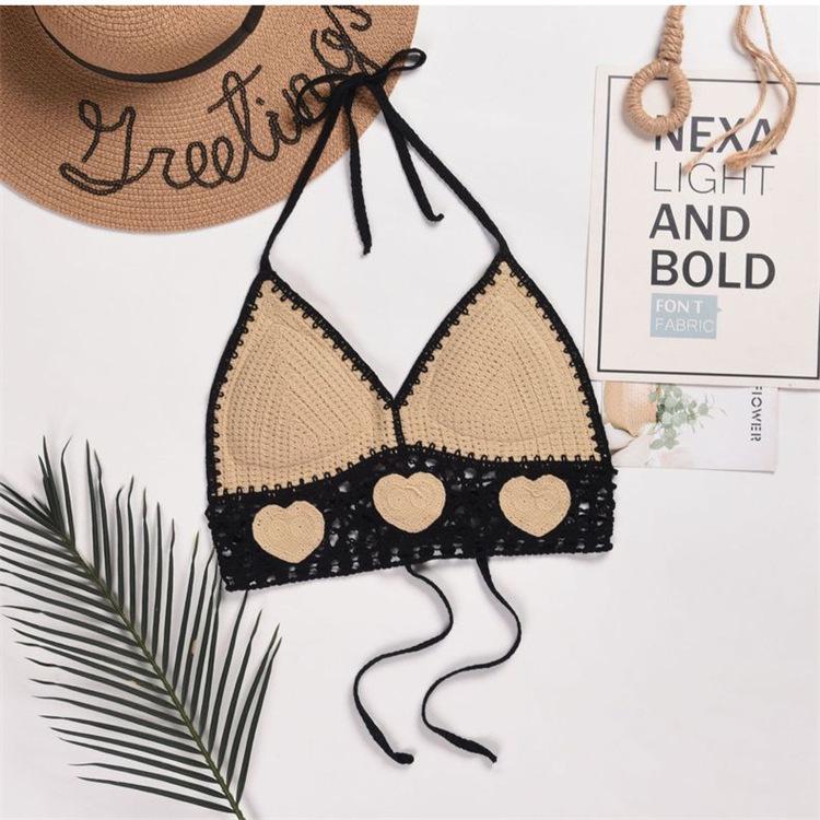 

Пляжный трикотажный бикини-топ на шнуровке для женщин One Size