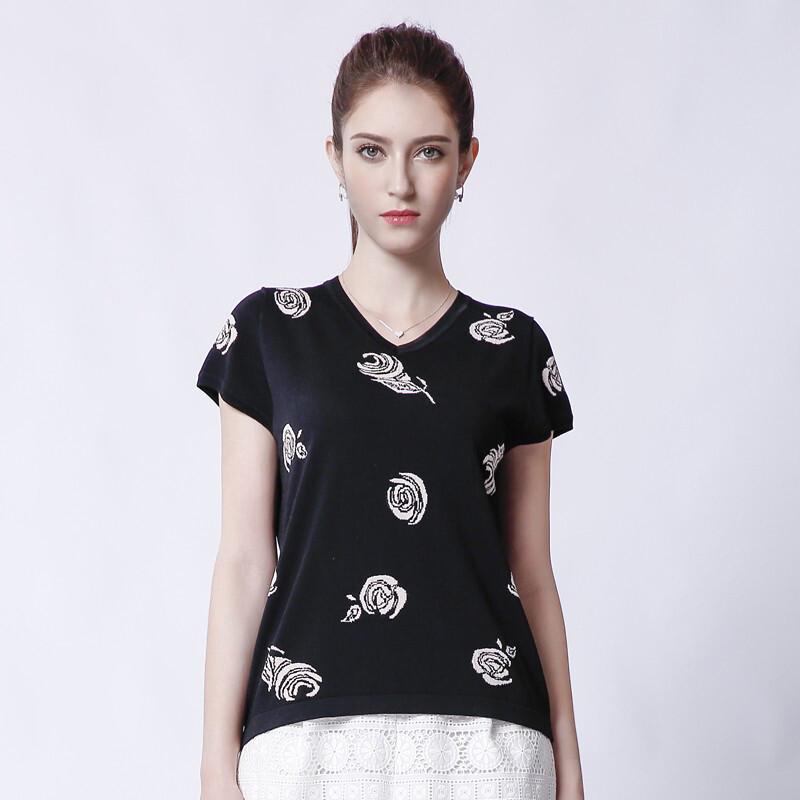 

Anlom Women s V-Neck Silk Blend Knit Short Sleeve Top 4XL (115)