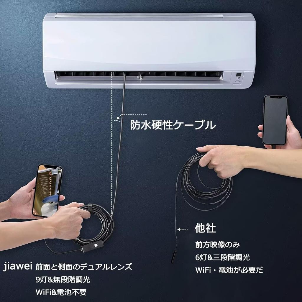 Jiawei Fiberscope USB Dual Lens Endoscope Camera 2 Megapixel Type Scope Camera 8mm Smartphone Scope Camera IP67 Waterproof Inspection Camera