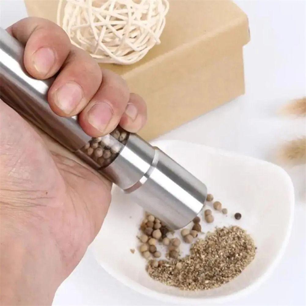 Creative Manual Salt and Pepper Grinder Household Stainless Steel Push Button Grinder Portable Spice Thumb Grinder Black Pepper