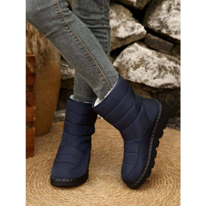 Winter new cloth medium tube snow boots women's high-top waterproof cotton shoes casual short tube velvet large size cotton boots