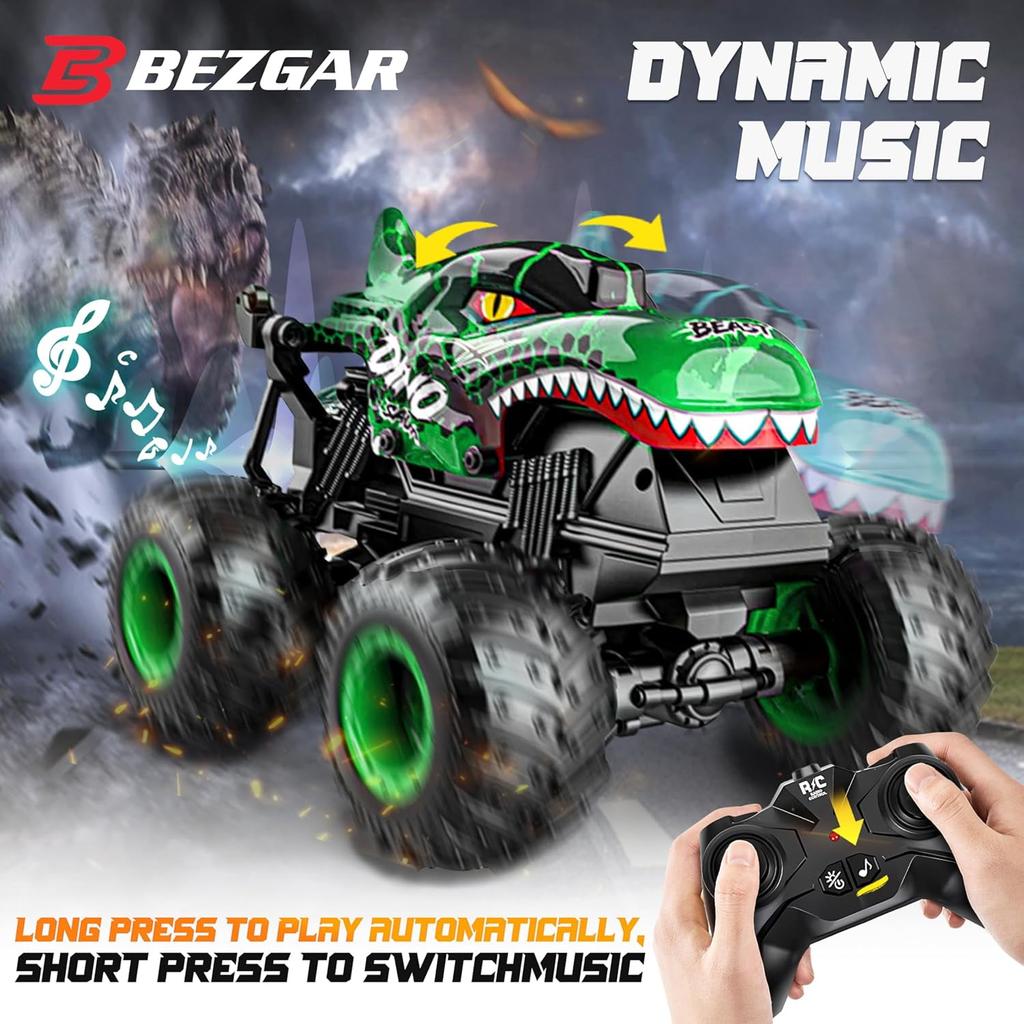Degrees 360 Rotating Dinosaur Rc Car Monster Truck Toys 2.4Ghz Rc Monster Trucks Car 120 Dinosaur Rc Cars With Light  Music