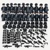 24 Building Block Minifigures Black Swat Special Forces Riot Military Scene Boy Toy Pyp