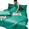 Embroidered Ice Silk Summer Quilt Set: Cool, Luxurious 3-Piece or 4-Piece with Pillowcase for Dorms.