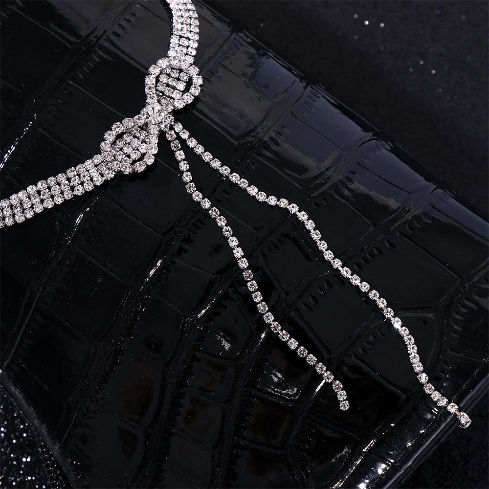 Party Trendy Chain Zircon Tassel Bow Woman Clavicle Choker Korean Necklace Neck Jewelry Crystal