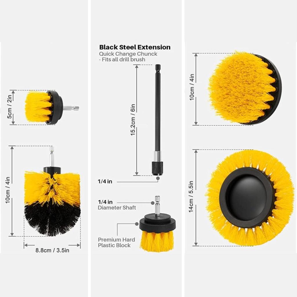 6 Stück Bohrbürsten Auto-Detailing-Set, Kraftschrubber-Bürstenset für effiziente Reinigung von Auto, Boot, Heimflächen, Teppichen, Polstern, Duschwänden, Sitzen