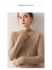Autumn/Winter Women's Pure Cashmere Semi-High Neck Loose Knitted Sweater Pullover.
