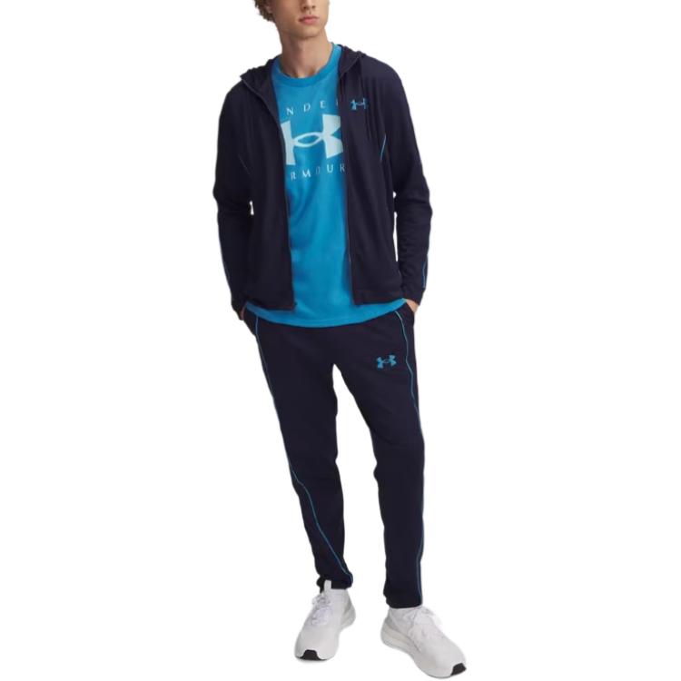 Under Armour Slim Fit Comfortable Stylish Tracksuit With Drawstring Pants Men Tracksuits Navy-Blue 1390152-410