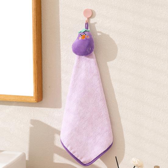 Cartoon Hand Towel, Soft Coral Velvet with Lanyard Towel, Highly Absorbent Hand Drying Towels for Kitchen Bathroom
