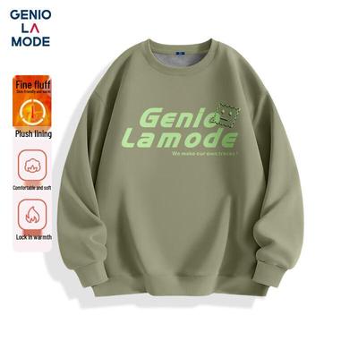 GENIOLAMODE Men's Fleece Lined Graphic Crewneck Sweatshirt