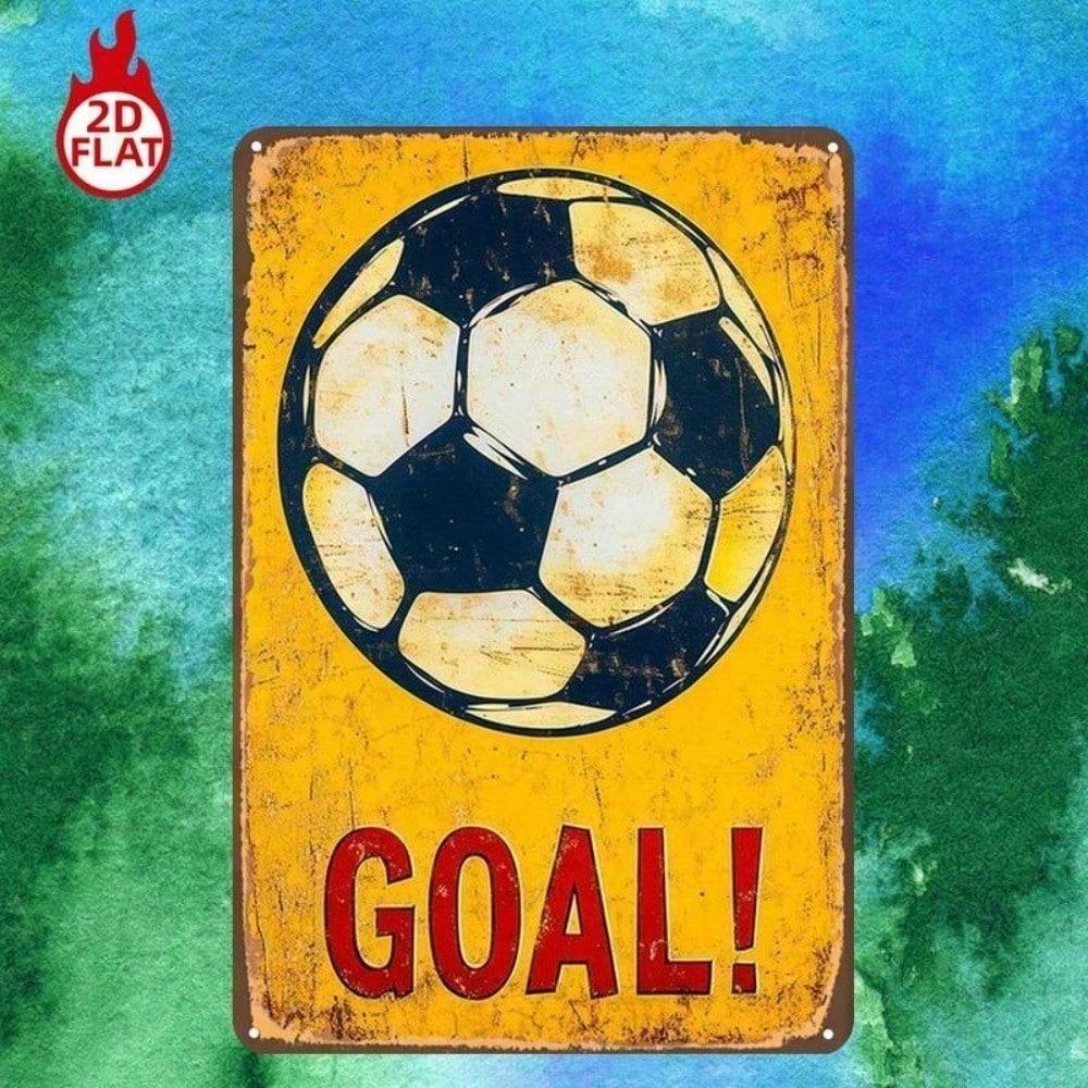 Vintage Soccer Ball Metal Tin Sign 8x12 Inch Retro Football Wall Decor for Home Bar Garage Man Cave