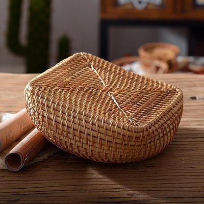 Rattan Storage Basket Bread Food Serving Handmade Woven Wicker
