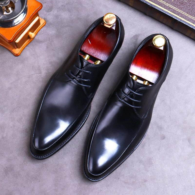 Fashion New Brand Genuine Leather Business Dress Shoes Men Formal Wear Casual British Large Size Leather Shoes Pointed Toe Oxfords