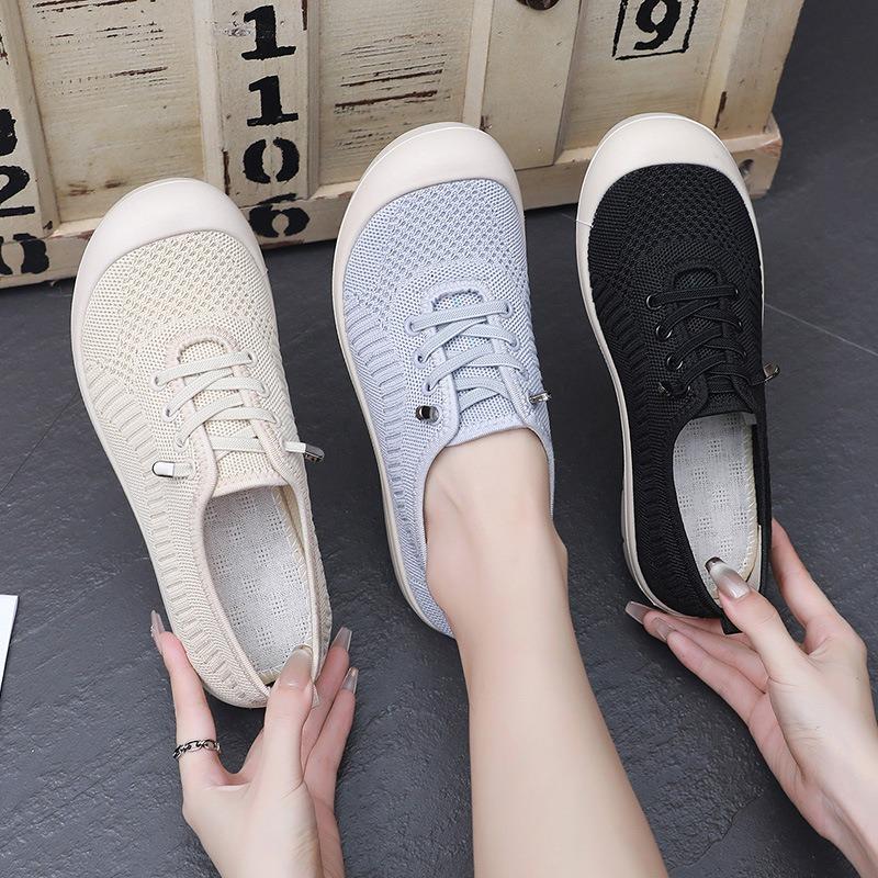 Old Beijing breathable soft sole lightweight women's single shoes comfortable one-pedal lazy shoes non-slip walking mother cloth shoes