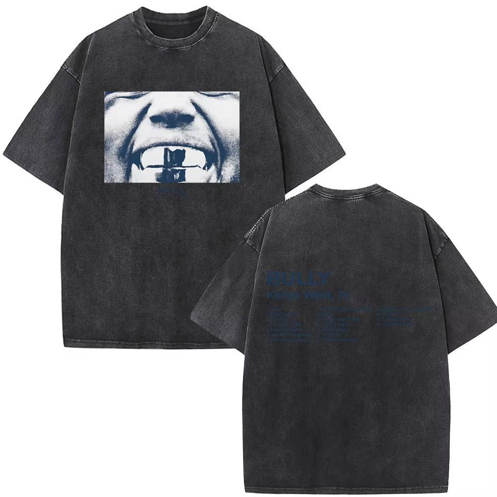 2026 Summer Hot Sale Vintage Rapper Kanye West Double Sided Print T Shirt Men Women Hip Hop Punk T-shirt Streetwear Oversized Tshirt