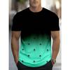 Summer Round Neck 3D Gradient Print Top Fashionable Casual Short Sleeved Men's T-shirts